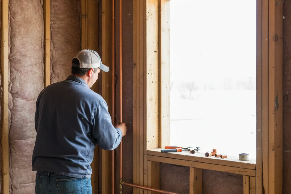 Licensed plumber running new copper supply lines in a China Grove home